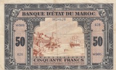 Morocco, 50 Francs, 1944, XF, p26
serial number: W385.528, Sign: Guessous/Leclers/Castelbajac
Estimate: $100-200