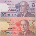 Morocco, 10 Dirhams (2), 1987-1991, XF / UNC, p60b / 63b, (Total 2 banknotes)
King Hassan II portrait
Estimate: $15-30