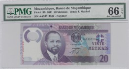 Mozambique, 20 Meticais, 2011, UNC, p149
PMG 66 EPQ, serial number: 44 33311502, Polymer
Estimate: $15-30