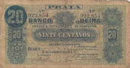 Mozambique, Portugal Mozambique, 20 Centavos, 1919, POOR, pR3a
Banco da Beira, serial number: 022.854
Estimate: $15-30