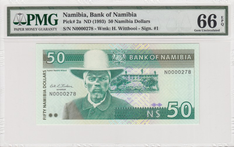 Namibia, 50 Dollars, 1993, UNC, p2a
PMG 67 EPQ, serial number:N0000278, High co...