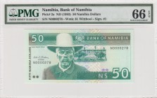 Namibia, 50 Dollars, 1993, UNC, p2a
PMG 67 EPQ, serial number:N0000278, High conidition
Estimate: $75-150