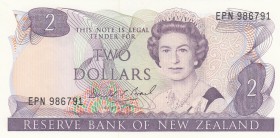 New Zealand, 2 Dollars, 1989, UNC, p170c
serial number: EPN 986791, sign: Donald T. Brash, Queen Elizabeth II portrait, LAST PREFIX
Estimate: $20-40