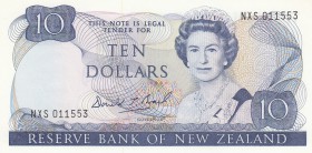 New Zealand, 10 Dollars, 1989, UNC, p172c
Queen Elizabeth II portrait, serial number: NXS 011553, sign: Brash
Estimate: $50-100