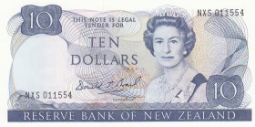 New Zealand, 10 Dollars, 1989, UNC, p172c
Queen Elizabeth II portrait, serial number: NXS 011554, sign: Brash
Estimate: $50-100