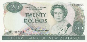 New Zealand, 20 Dollars, 1985, UNC, p173b
Queen Elizabeth II portrait, serial number: TFJ 980964, sign: Russell
Estimate: $75-150