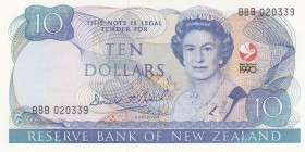 New Zealand, 10 Pounds, 1990, UNC, p176a
serial number: BBB 020339, Queen Elizabeth II portrait, sign: Brash, Commemerative banknot
Estimate: $25-50