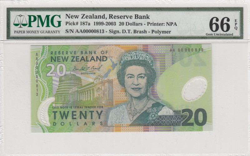 New Zelland, 20 dollars, 1999-2003, UNC, p187a
PMG 66 EPQ, Queen Elizabeth II, ...