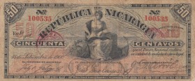 Nicaragua, 50 Centavos, 1900, FINE (-), p28
serial number: 100535
Estimate: $100-200