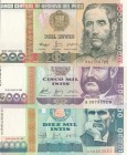 Peru, 1000 İntis, 5000 İntis and 10.000 İntis, 1988, UNC, p136 / p137 / p140, (Total 3 banknotes) 
serial number: B63358720, A 3979452W and A 3080366...
