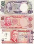 Phillipines, 50 Pesos (2) and 100 Pesos, 1969 and 2013, UNC, p146b- p217- p147a, (Total 3 banknotes)
serial numbers: W 038646, LK 926639 and A 048695...
