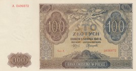 Poland, 100 Zlotych, 1941, UNC, p103
serial number: A 0496872
Estimate: $10-20