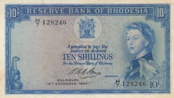 Rhodesia, 10 Shillings, 1964, XF, p24g
Queen Elizabeth II , Serial Number: H/7 128246
Estimate: $150-300