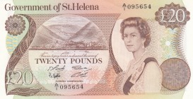 Saint Helena, 20 Pounds, 1986, UNC, p10
serial number: A/1 095654, Queen Elizabeth II portrait
Estimate: $75-150