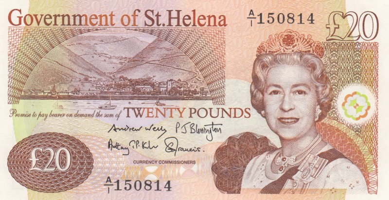 Saint Helena, 20 Pounds, 2012, UNC, p12b
serial number: A/1 150814, Queen Eliza...