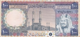 Saudi Arabia, 100 Riyals, 1976, AUNC, p20
King Abd al-Aziz İbn Saud portrait, AH: 1379
Estimate: $75-150