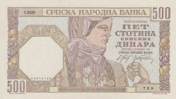 Serbia, 500 Dinara, 1941, UNC, p27
serial number: C.2089.729
Estimate: $10-20