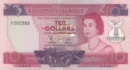 Solomon İslands, 10 Dollars, 1977, UNC, p7a
Queen Elizabeth II Bankonte, serial number: A/1 000389, Low serial number
Estimate: $75-150