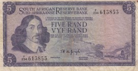South Africa Republic, 5 Rand, 1967-1974, VF, p112b
Jan Van Riebeeck portrait at left, serial number: F/234 613853
Estimate: $15-30