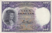 Spain, 100 Pesetas, 1931, AUNC (-), p83
serial number: 0.837.337
Estimate: $25-50
