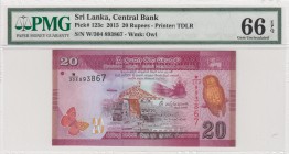 Sri Lanka, 20 rupees, 2015, UNC, p123c
PMG 66 EPQ, serial number:W304 893867
Estimate: $15-30