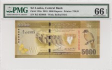 Sri Lanka, 5000 rupees, 2010, UNC, p128a
PMG 66 EPQ, serial number:R3 830989
Estimate: $75-150