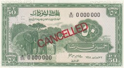 Sudan, 50 Piastres, 1964-1967, UNC, p7, SPECIMEN
serial number: B/ 00 0000000
Estimate: $200-400