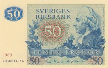 Sweden, 50 Kronor, 1989, UNC, p53d
serial number: 9030844816, King Gustaf III portrait at right
Estimate: $25-50