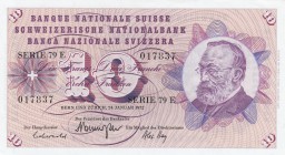 Switzerland, 10 Franken, 1972, UNC, p45r
serial number: 79E 017837, Gottfried Keller portrait at right
Estimate: $15-30