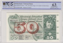 Switzerland, 50 Franken, 1961, UNC, p48b
PCGS 63, serial number: 14E76289
Estimate: $75-150