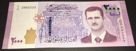 Syria, 2000 Pounds, 2017, UNC, p117
Beşar Esad portrait at right, serial number: L/15 2885533
Estimate: $5-10