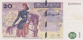 Tunisia, 20 Dinars, 1992, XF (-), p88
serial number: E/10 6992964
Estimate: $10-20