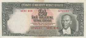 Turkey, 2, 1/2 Lira, 1939, XF-AUNC, p126
serial number: B15 372091, pressed
Estimate: $100-200