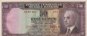 Turkey, 50 Kurush, 1942-1944, UNC, p133
serial number: A5 238158, İsmet İnönü portrait
Estimate: $25-50