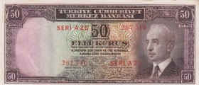 Turkey, 50 Kurush, 1942-1944, UNC (-), p133
serial number: A25 267310, İsmet İnönü portrait
Estimate: $25-50
