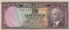 Turkey, 50 Kurush, 1942-1944, UNC, p133
serial number: A14 198211, İsmet İnönü portrait
Estimate: $25-50