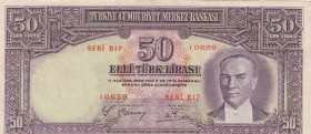 Turkey, 50 Lira, 1938, XF (-), p129
serial number: B17 10659, natural
Estimate: $2000-4000