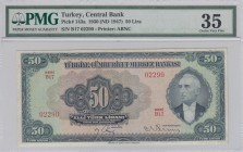 Turkey, 50 Lira, 1947, VF, p143a
PMG 35, serial number: B17 02290
Estimate: $500-1000