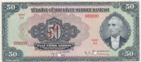 Turkey, 50 TL, 1947, UNC, p143a, COLOR TRİAL SPECIMEN
serial number: A1 00000
Estimate: $300-600