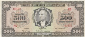 Turkey, 500 Lira, 1946, XF, p145
serial number: C3 03152, pressed
Estimate: $7500-15000