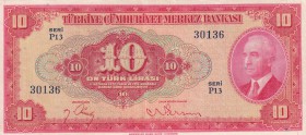 Turkey, 10 Lira, 1947, VF / XF, p147
serial number: P13 30136, natural
Estimate: $400-800