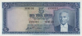Turkey, 5 Lira, 1952, UNC, p154
serial number: D1 499091
Estimate: $1000-2000