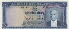 Turkey, 5 Lira, 1952, AUNC, p154
Natural, Serial Number: C11 485814
Estimate: $150-300