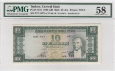 Turkey, 10 Lira, 1953, AUNC (+), p157
PMG 58, serial number: P27 18725
Estimate: $250-500