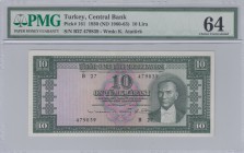 Turkey, 10 Lira, 1963, UNC, p161
PMG 64, serial number: B27 479839
Estimate: $300-600