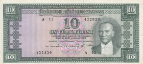 Turkey, 10 Lira, 1963, XF, p161
Serial Number: A12 422829, pressed
Estimate: $25-50