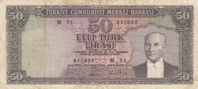 Turkey, 50 Lira, 1964, FINE / VF, p175
serial number: M51 011888
Estimate: $10-20