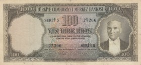 Turkey, 100 Lira, 1956, FINE / VF, p168
serial number: İ15 25266
Estimate: $25-50