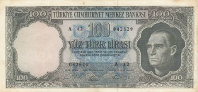 Turkey, 100 Lira, 1964, XF, p177
serial number: A42 042529, natural
Estimate: $100-200