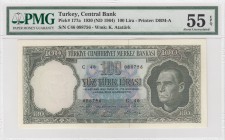 Turkey, 100 Lira, 1964, AUNC, p177
PMG 55 EPQ, serial number: C46 088756
Estimate: $250-500